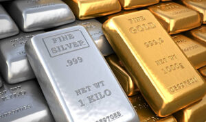 Gold and silver bullion. Finance 3d illustrtration